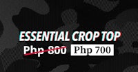 a black background with the words essential crop top ph 700